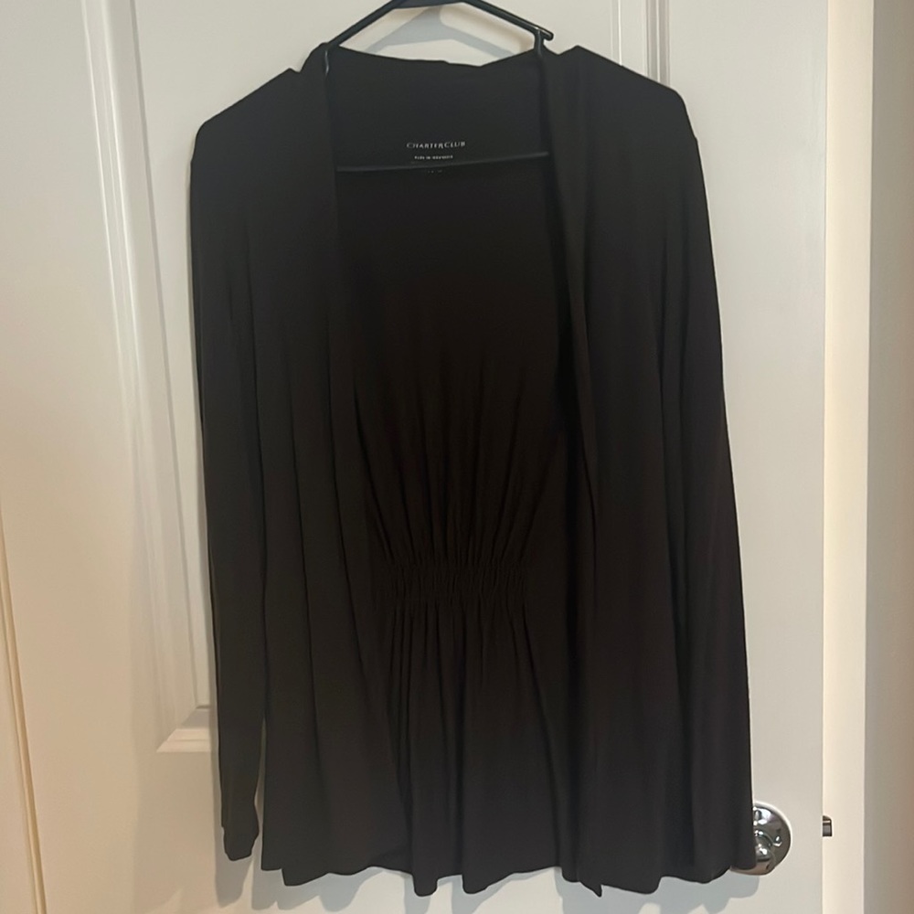 Macys Charter Club Brown Ruched Cardigan